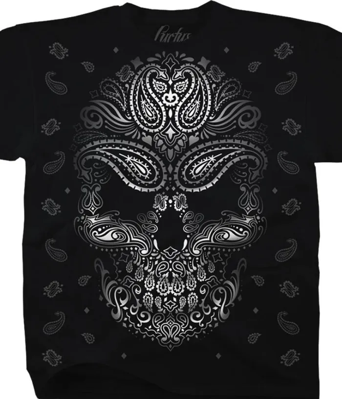 Liquid Blue TShirt Men Bandana Skull Black TShirt