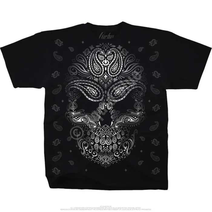 Liquid Blue TShirt Men Bandana Skull Black TShirt
