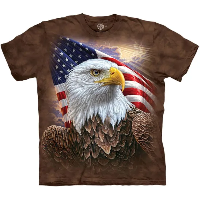 Liquid Blue TShirt Men Independence Eagle Classic Cotton TShirt