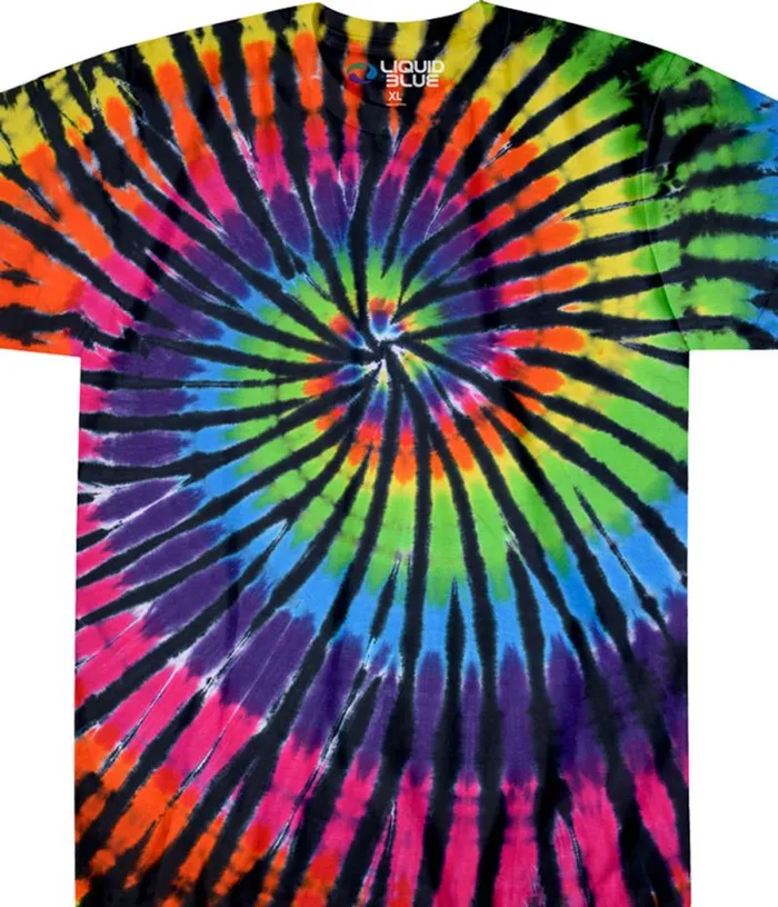 Liquid Blue TShirt Men Rainbow Spiral Streak Unprinted TieDye TShirt