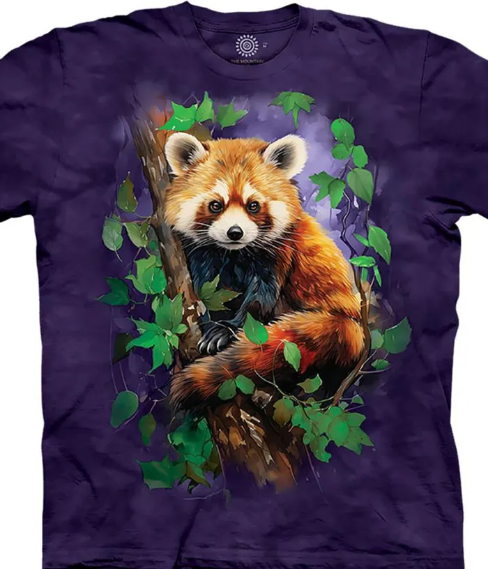 Liquid Blue TShirt Men Red Panda039s Outlook Classic Cotton TShirt