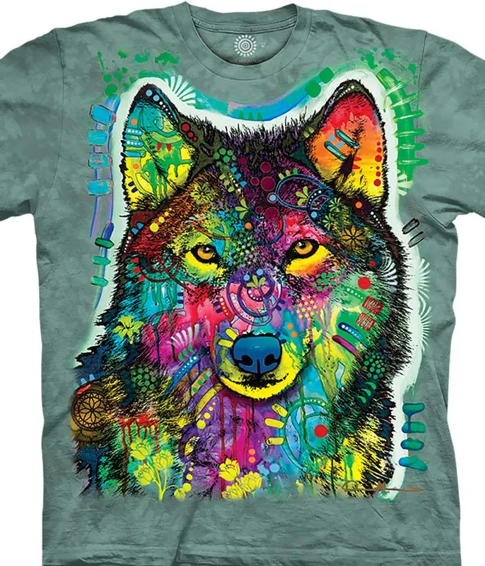 Liquid Blue TShirt Men Russo Gentle Wolf Classic Cotton TShirt