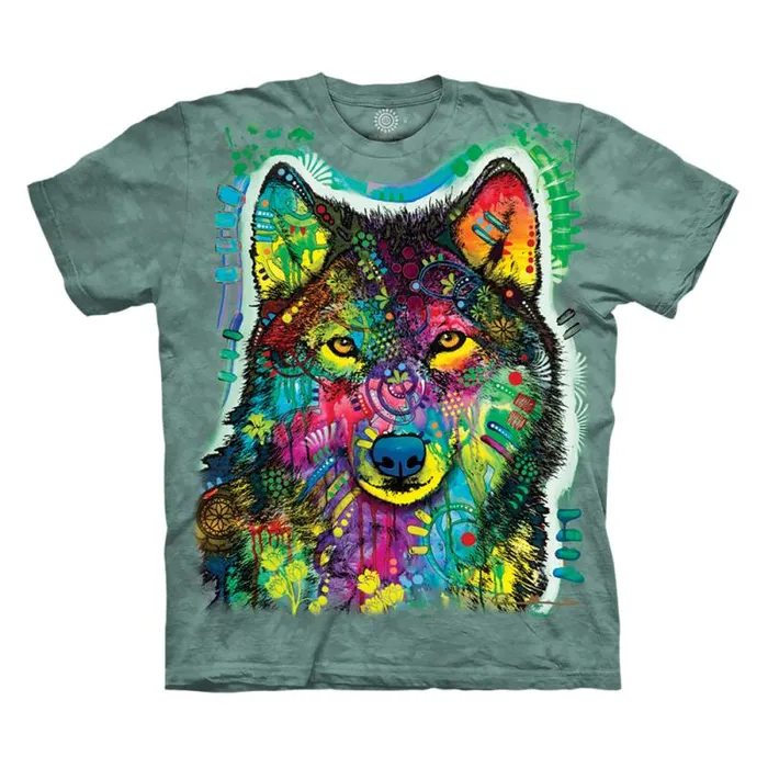 Liquid Blue TShirt Men Russo Gentle Wolf Classic Cotton TShirt