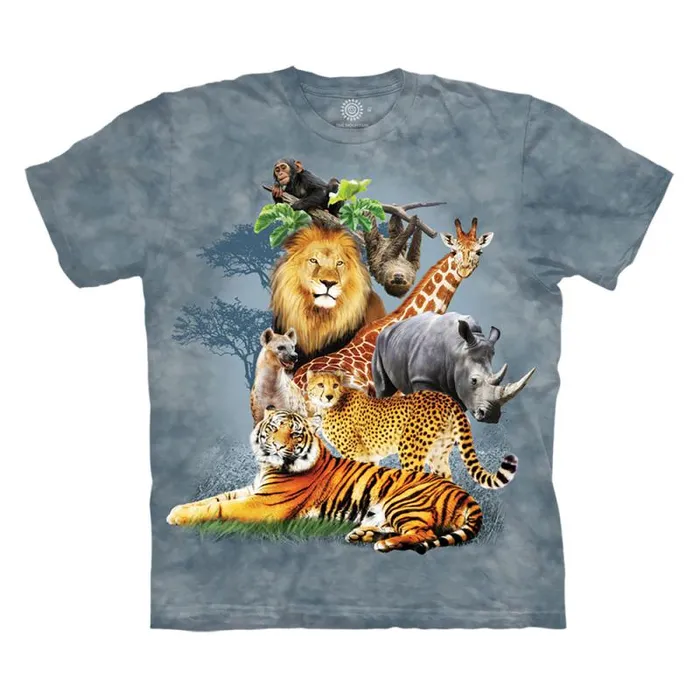Liquid Blue TShirt Men Safari Collage Classic Cotton TShirt