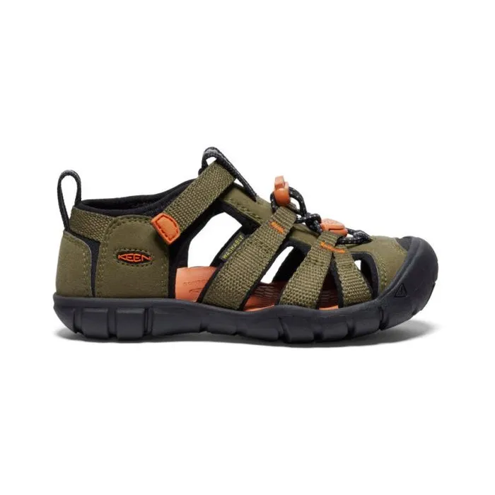 Little Kids039 Seacamp II CNX Dark OliveGold Flame Sandal Kids KEEN Playground Little Kids039 Seacamp II CNX Dark OliveGold Flame Sandal Kids KEEN Playground