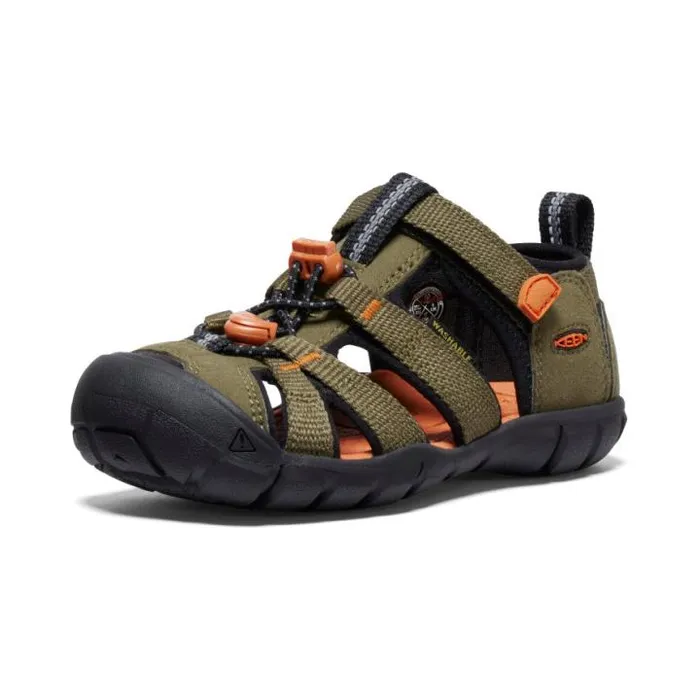 Little Kids039 Seacamp II CNX Dark OliveGold Flame Sandal Kids KEEN Playground Little Kids039 Seacamp II CNX Dark OliveGold Flame Sandal Kids KEEN Playground
