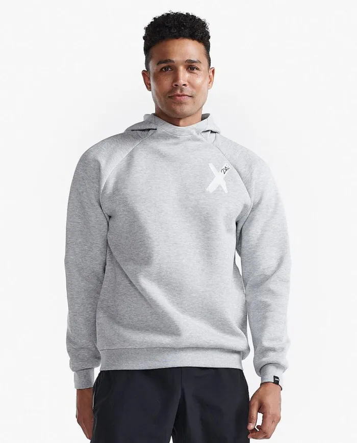 Long Sleeve and Jumpers Mens 2XU Motion Hoodie Grey Marleblack
