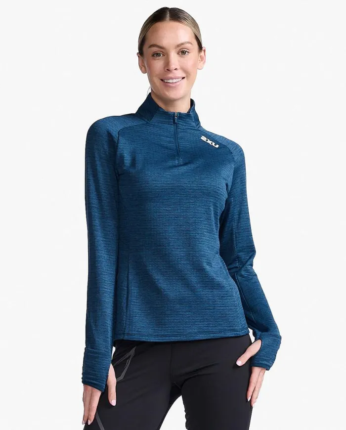 Long Sleeve and Jumpers Womens 2XU Ignition 14 Zip Moonlightwhite Reflective