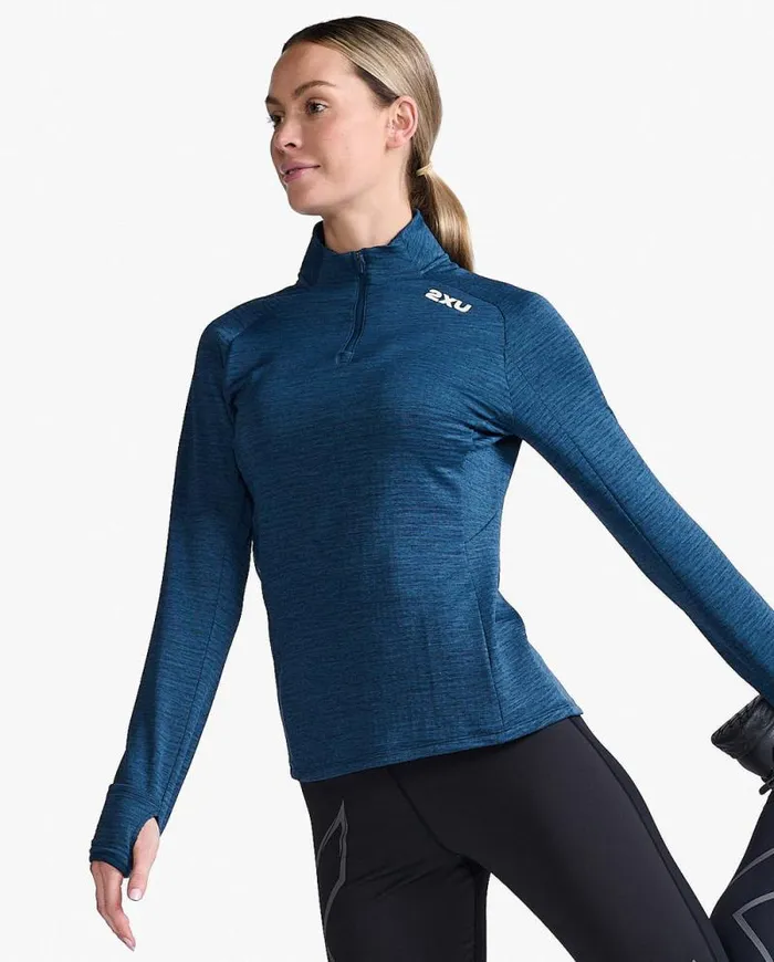 Long Sleeve and Jumpers Womens 2XU Ignition 14 Zip Moonlightwhite Reflective