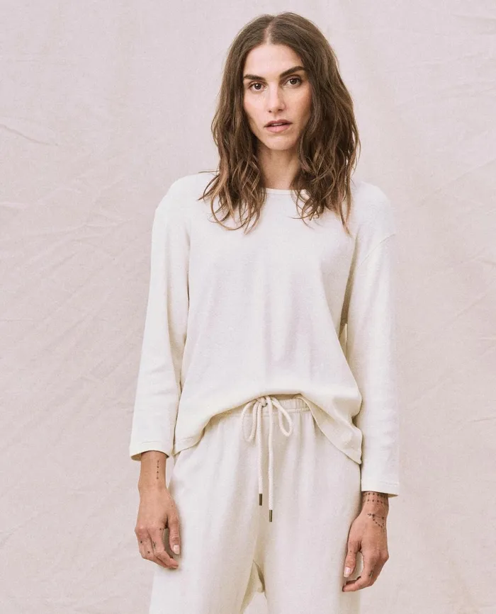 Long Sleeve Tees Women The Great The Long Sleeve Recycled Slim Crew Natural