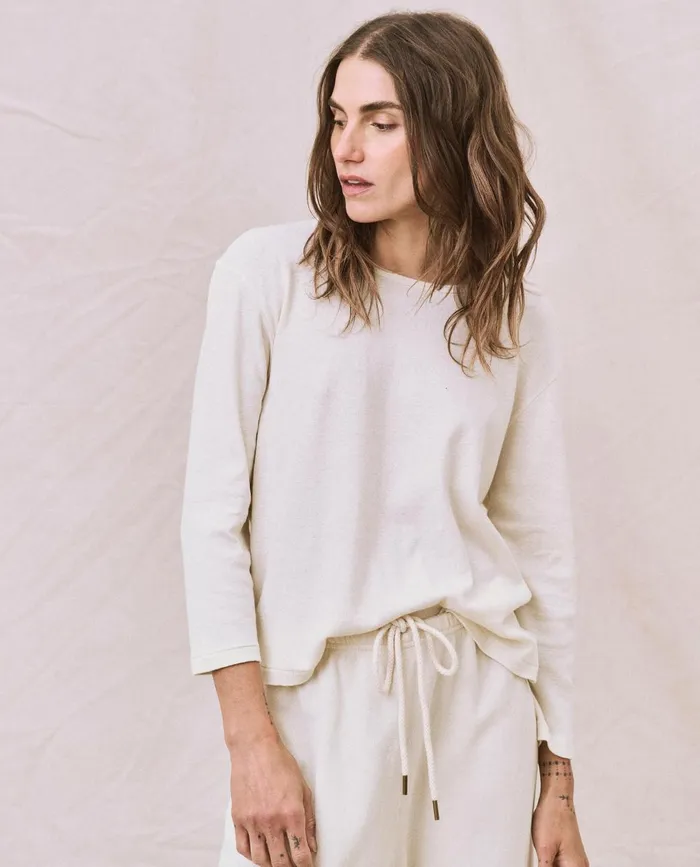 Long Sleeve Tees Women The Great The Long Sleeve Recycled Slim Crew Natural