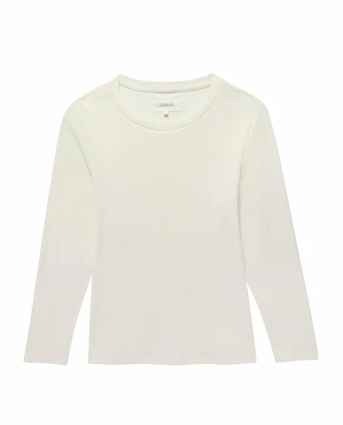Long Sleeve Tees Women The Great The Long Sleeve Recycled Slim Crew Natural