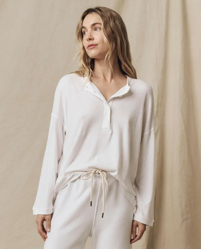 Long Sleeve Tees Women The Great The Shrunken Henley True White