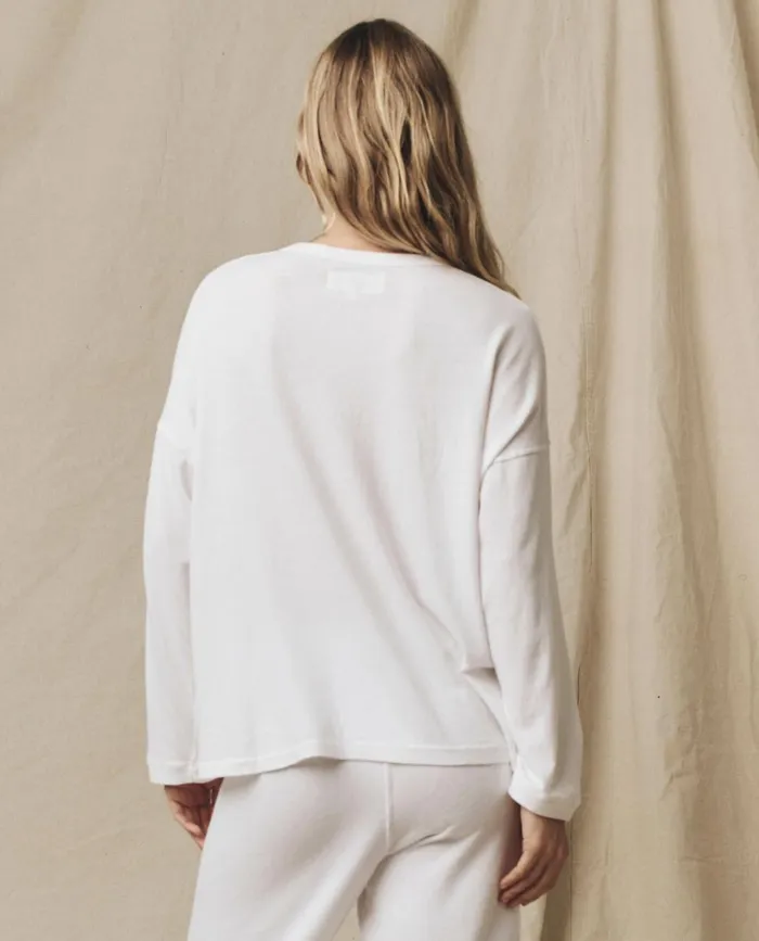 Long Sleeve Tees Women The Great The Shrunken Henley True White Long Sleeve Tees Women The Great The Shrunken Henley True White