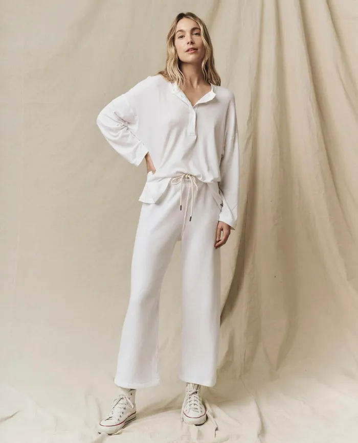 Long Sleeve Tees Women The Great The Shrunken Henley True White Long Sleeve Tees Women The Great The Shrunken Henley True White