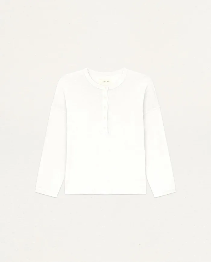 Long Sleeve Tees Women The Great The Shrunken Henley True White Long Sleeve Tees Women The Great The Shrunken Henley True White