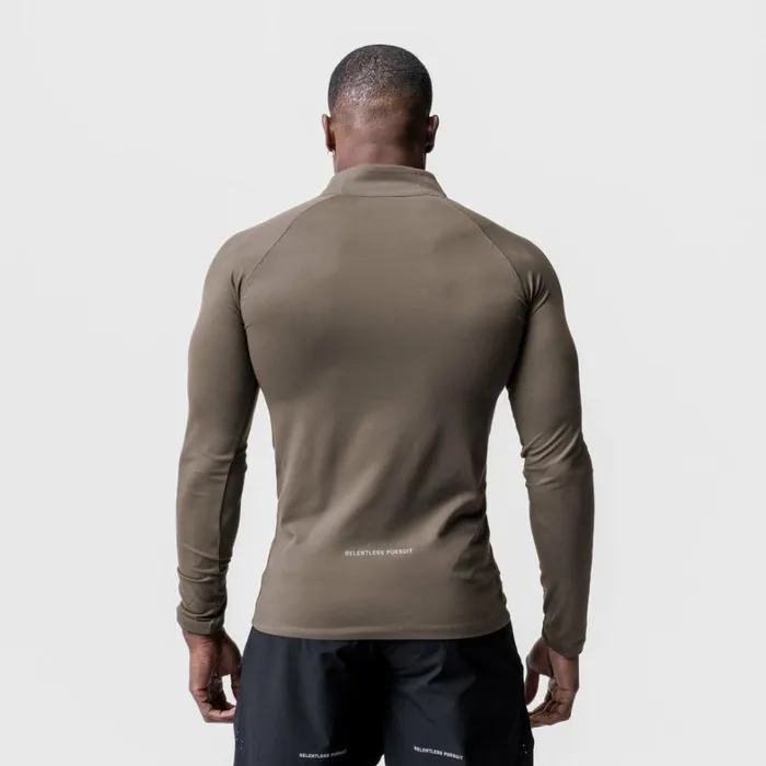 Long Sleeves Men ASRV Core Fitted Quarter Zip Deep Taupe