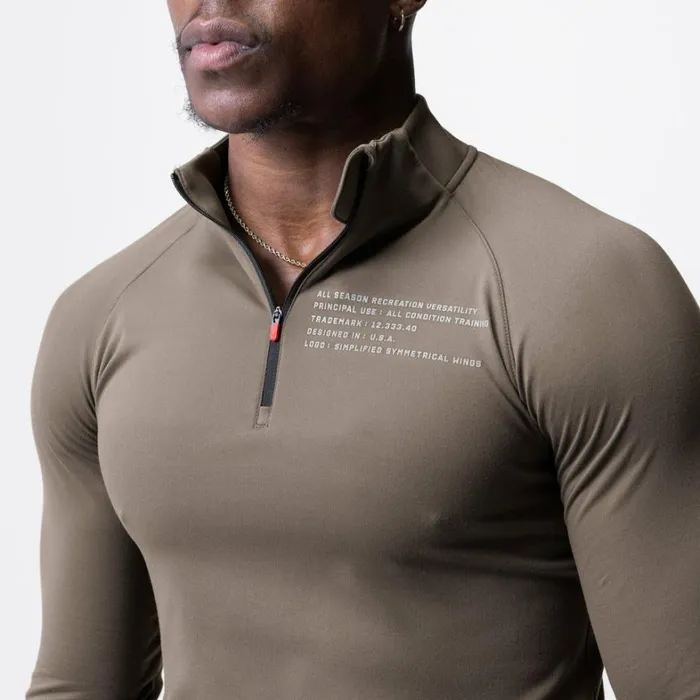Long Sleeves Men ASRV Core Fitted Quarter Zip Deep Taupe