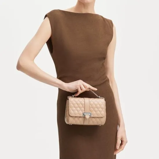 Lottie Bag Quilted Soft Taupe Women Aspinal Of London Shoulder