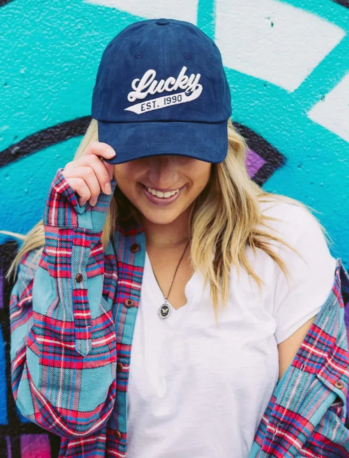 Lucky 1990 Embroidered Dad Hat Dark Blue Men Lucky Brand Hats