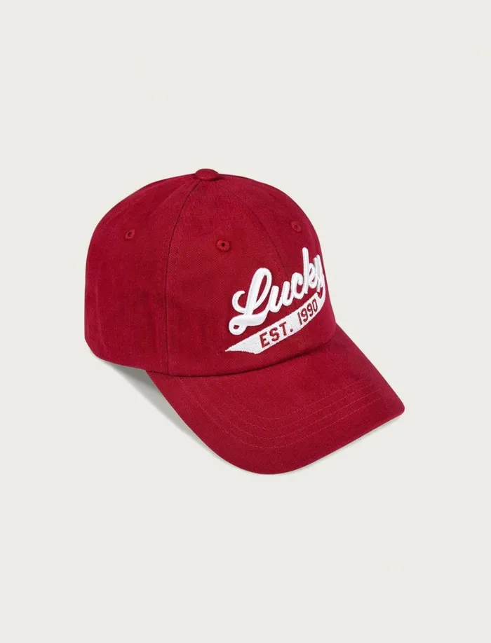 Lucky 1990 Embroidered Dad Hat Dark Red Men Lucky Brand Hats