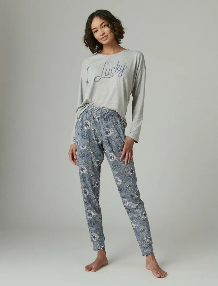 Lucky Script and Jogger Sleep Set Dark Grey Women Lucky Brand Intimates and Sleepwear