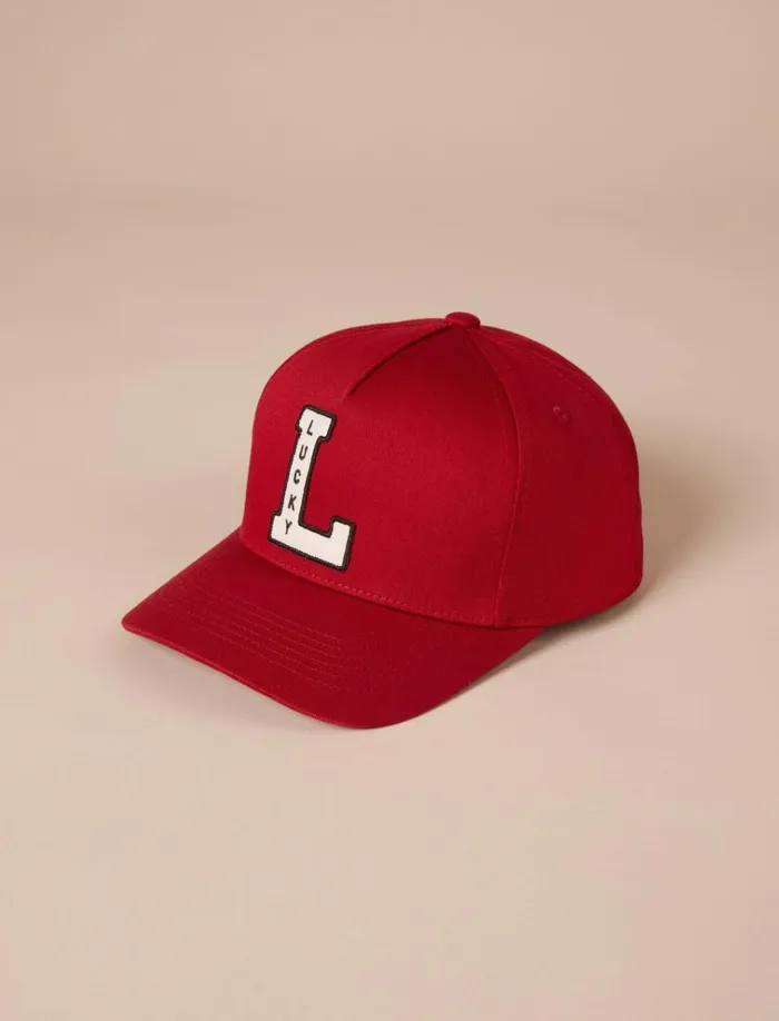 Lucky Vintage Embroidered Baseball Cap Light Red Men Lucky Brand Hats