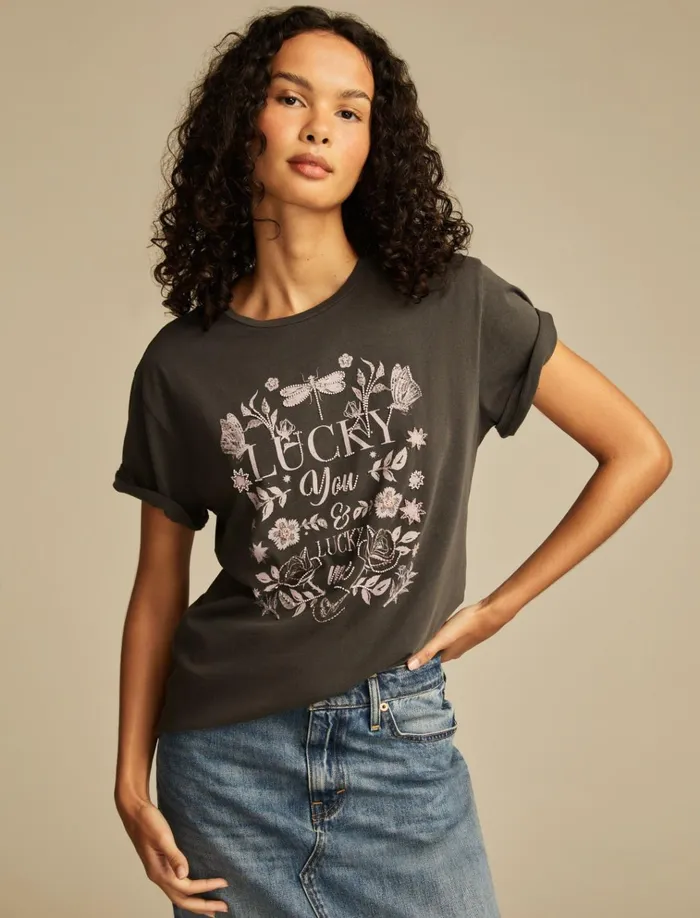 Lucky You Lucky Me Classic Crew Phantom Women Lucky Brand Graphic Tees