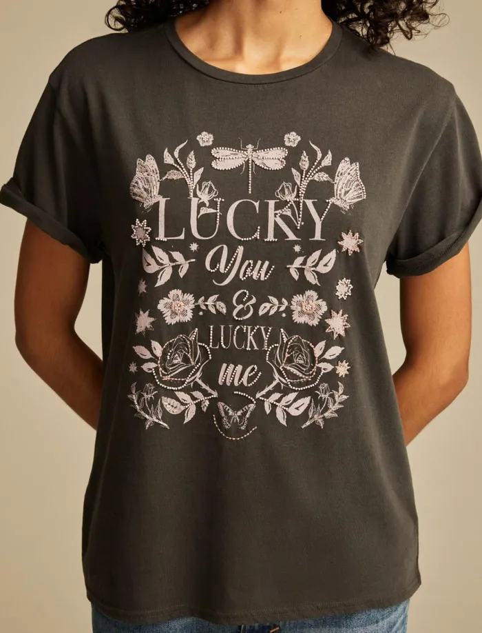 Lucky You Lucky Me Classic Crew Phantom Women Lucky Brand Graphic Tees