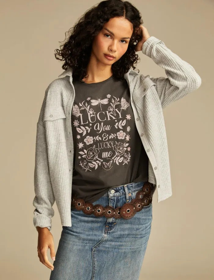 Lucky You Lucky Me Classic Crew Phantom Women Lucky Brand Graphic Tees