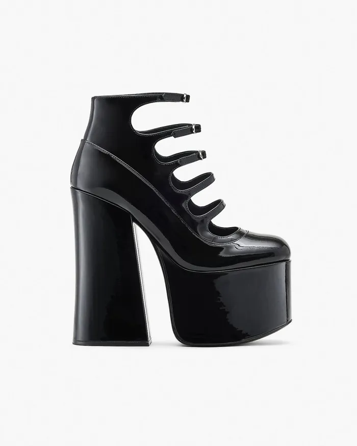 Marc Jacobs Boots Women The Patent Leather Kiki Ankle Boot Black