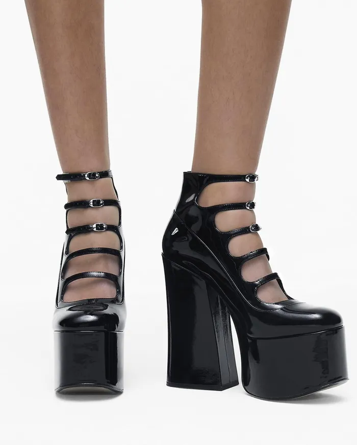 Marc Jacobs Boots Women The Patent Leather Kiki Ankle Boot Black