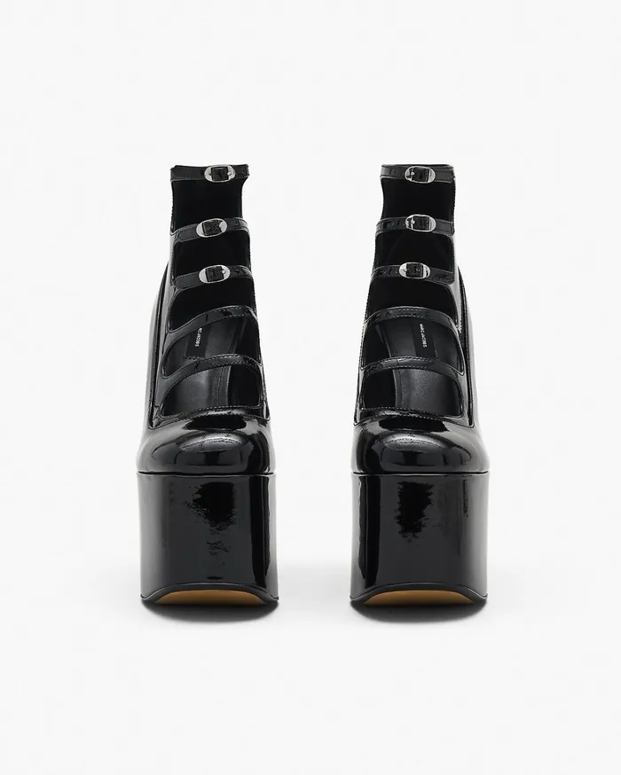 Marc Jacobs Boots Women The Patent Leather Kiki Ankle Boot Black