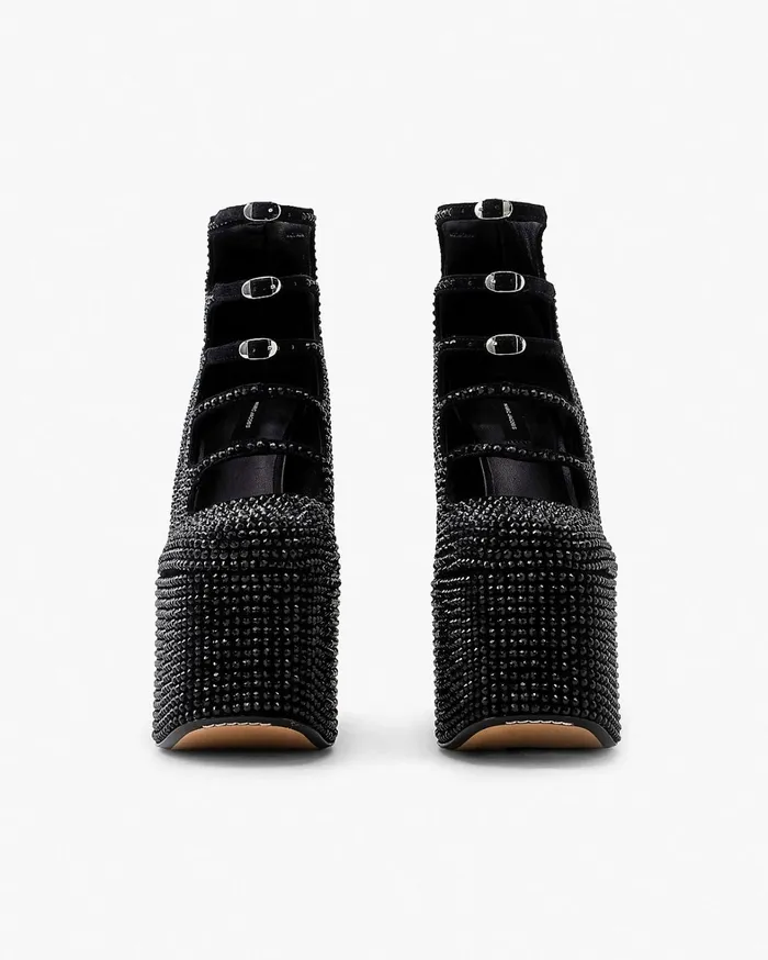 Marc Jacobs Boots Women The Rhinestone Kiki Ankle Boot Blackblack