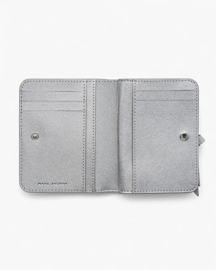 Marc Jacobs Small Wallets Women The Metallic Utility Snapshot Mini Compact Wallet Silver