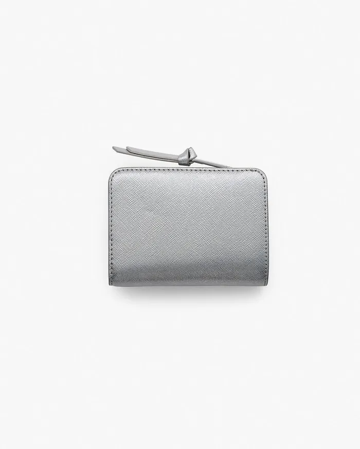 Marc Jacobs Small Wallets Women The Metallic Utility Snapshot Mini Compact Wallet Silver