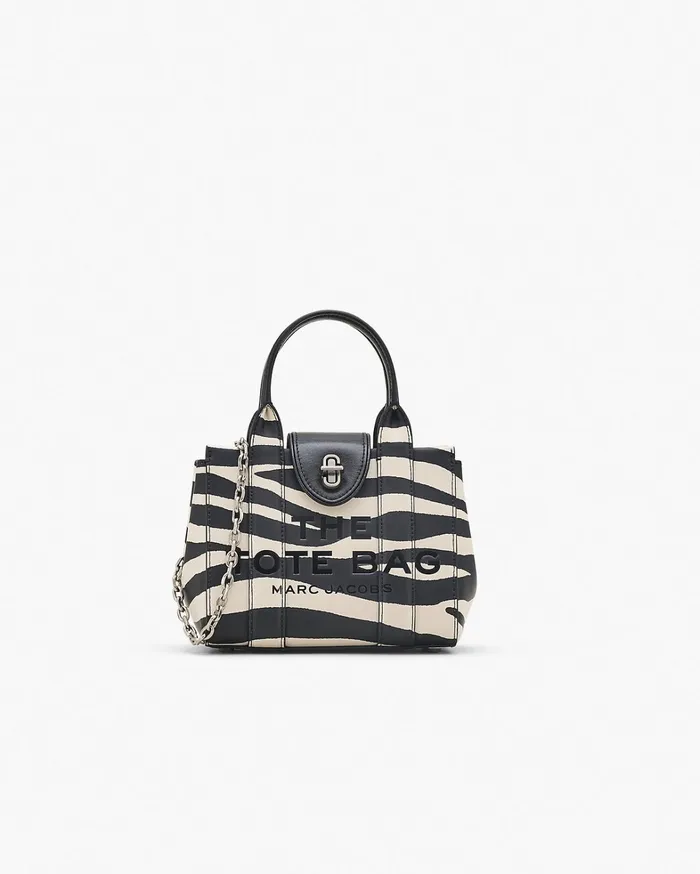 Marc Jacobs The Tote Bag Women The Zebra Turnlock Crossbody Tote Bag Blackwhite