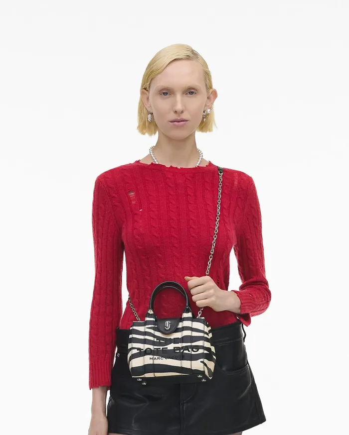 Marc Jacobs The Tote Bag Women The Zebra Turnlock Crossbody Tote Bag Blackwhite