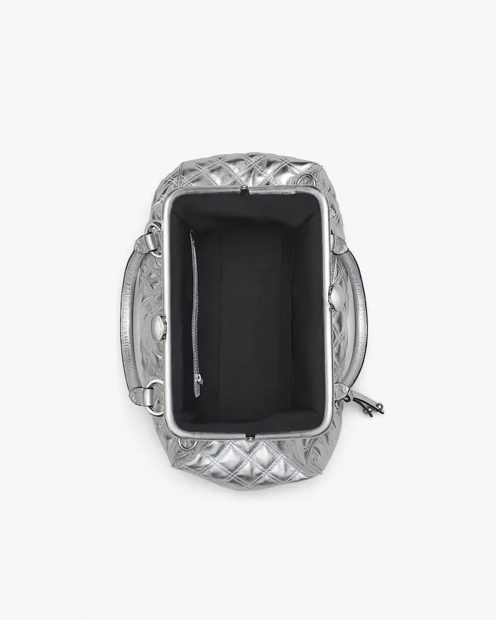 Marc Jacobs Top Handle Bags Women ReEdition Quilted Metallic Leather Stam Bag Silver