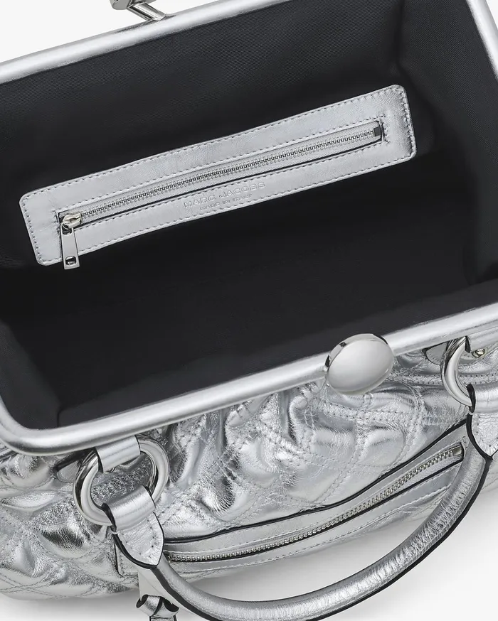 Marc Jacobs Top Handle Bags Women ReEdition Quilted Metallic Leather Stam Bag Silver