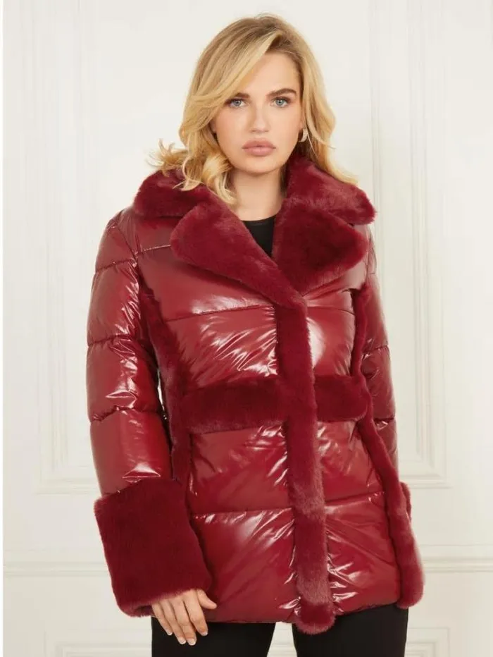 Marciano Bessie Puffer Coat Dark Jam Red Women Jackets