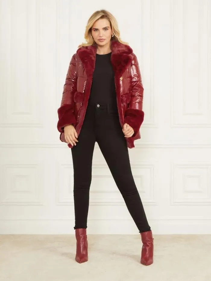 Marciano Bessie Puffer Coat Dark Jam Red Women Jackets