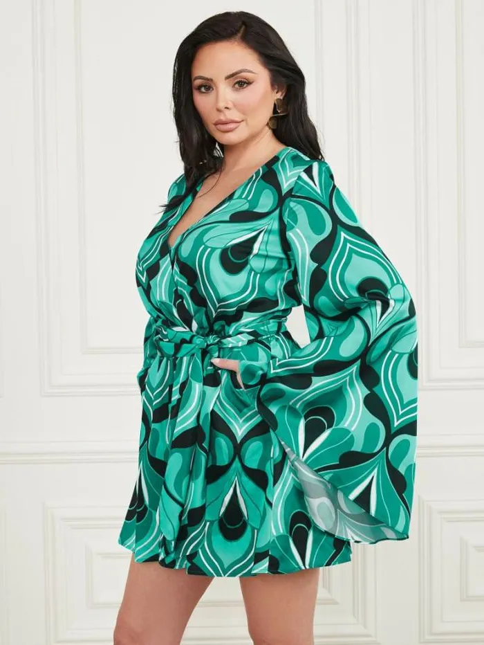Marciano Emaya Romper Emerald City Print Women Dresses Marciano Emaya Romper Emerald City Print Women Dresses