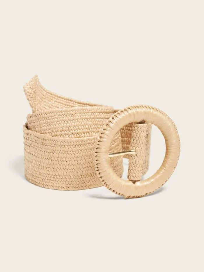 Marciano Raffia Straw Waist Belt White Women Accessories