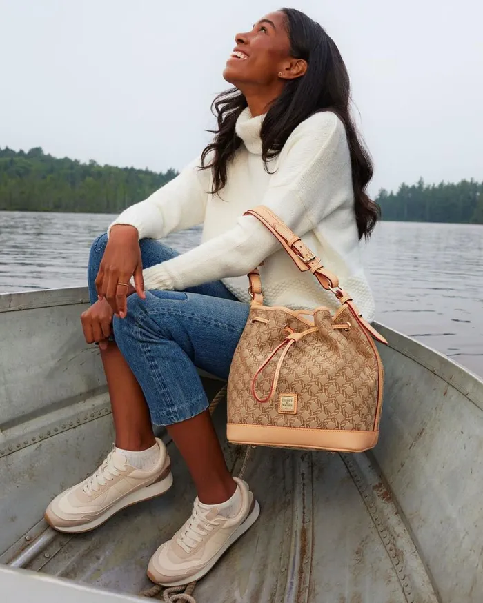 Maritime Drawstring Brown Women Dooney and Bourke Shoulder Bags