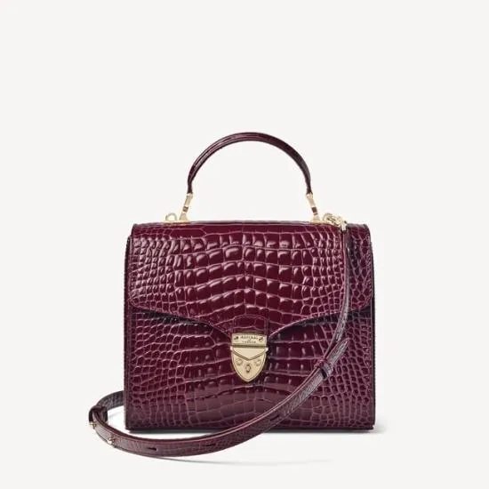 Mayfair Bag Burgundy Patent Croc Women Aspinal Of London Shoulder
