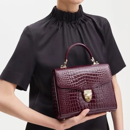 Mayfair Bag Burgundy Patent Croc Women Aspinal Of London Shoulder