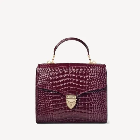 Mayfair Bag Burgundy Patent Croc Women Aspinal Of London Shoulder