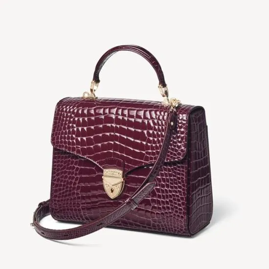 Mayfair Bag Burgundy Patent Croc Women Aspinal Of London Shoulder