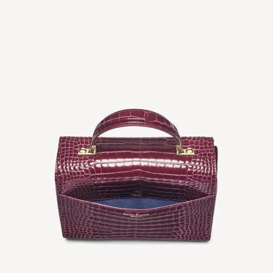 Mayfair Bag Burgundy Patent Croc Women Aspinal Of London Shoulder